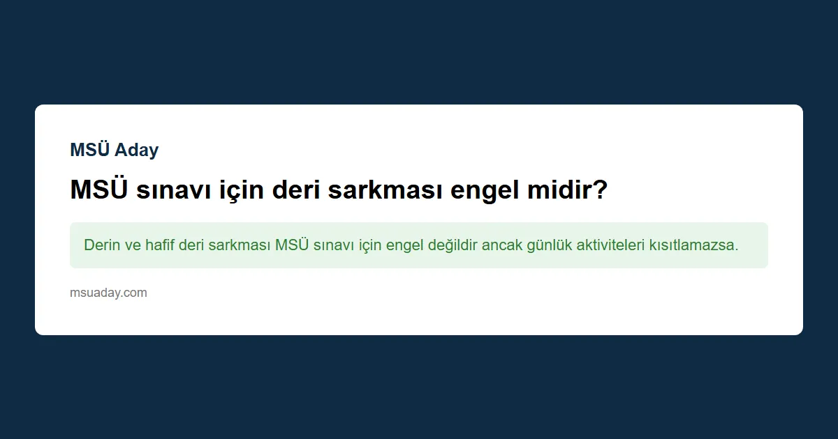 MSÜ sınavı için DHO ve HHO ayrı sağlık şartlarına sahip mi?